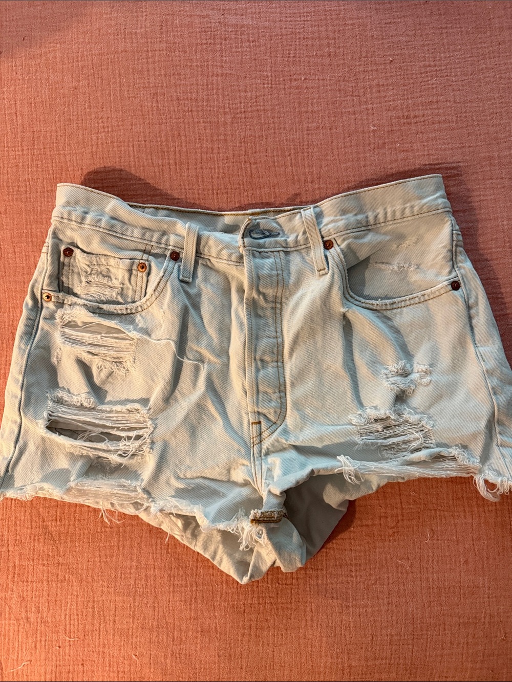 Levi's Light Blue Distressed Women's Denim Shorts